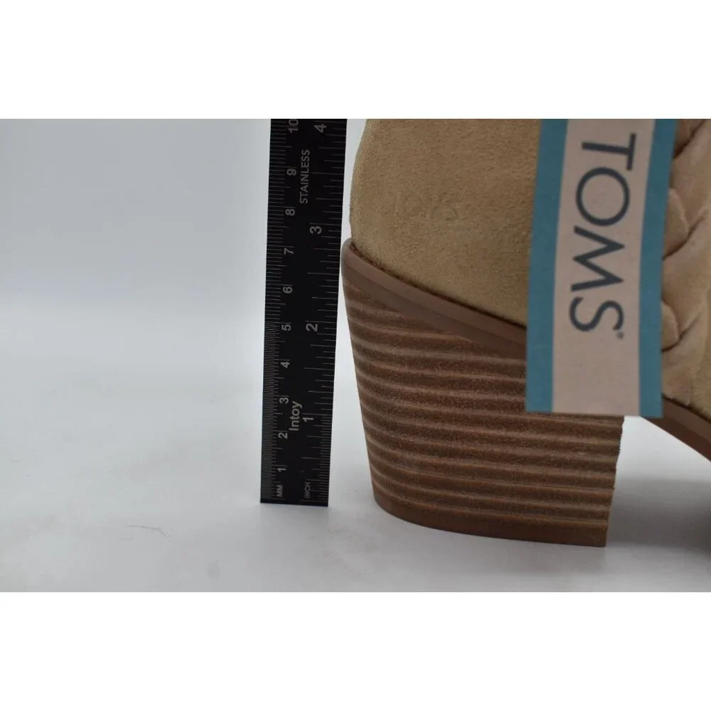TOMS Womens Size 8 Constance Braided Oatmeal Suede‎ Western Booties Boots
